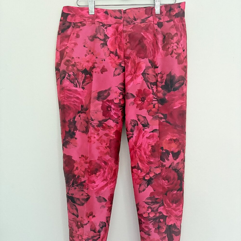 J Crew Cafe Capri red floral cropped pants size 0